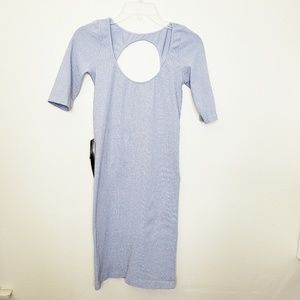 NWT BEBE M/L Silver Metallic Dress